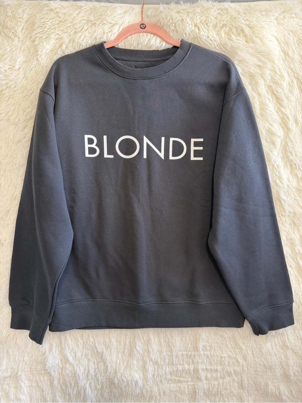 Brunette the Label Womens Blonde Crewneck Sweatshirt Size M/L Grey Minimalist